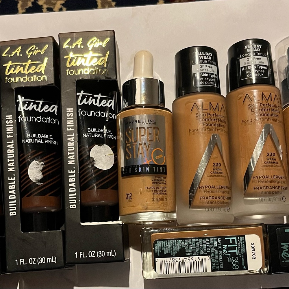 2 ALMAY makeup 1 REVLON 1 SUPER STAY 3 LA.girl tinted 1 FIT me foundations